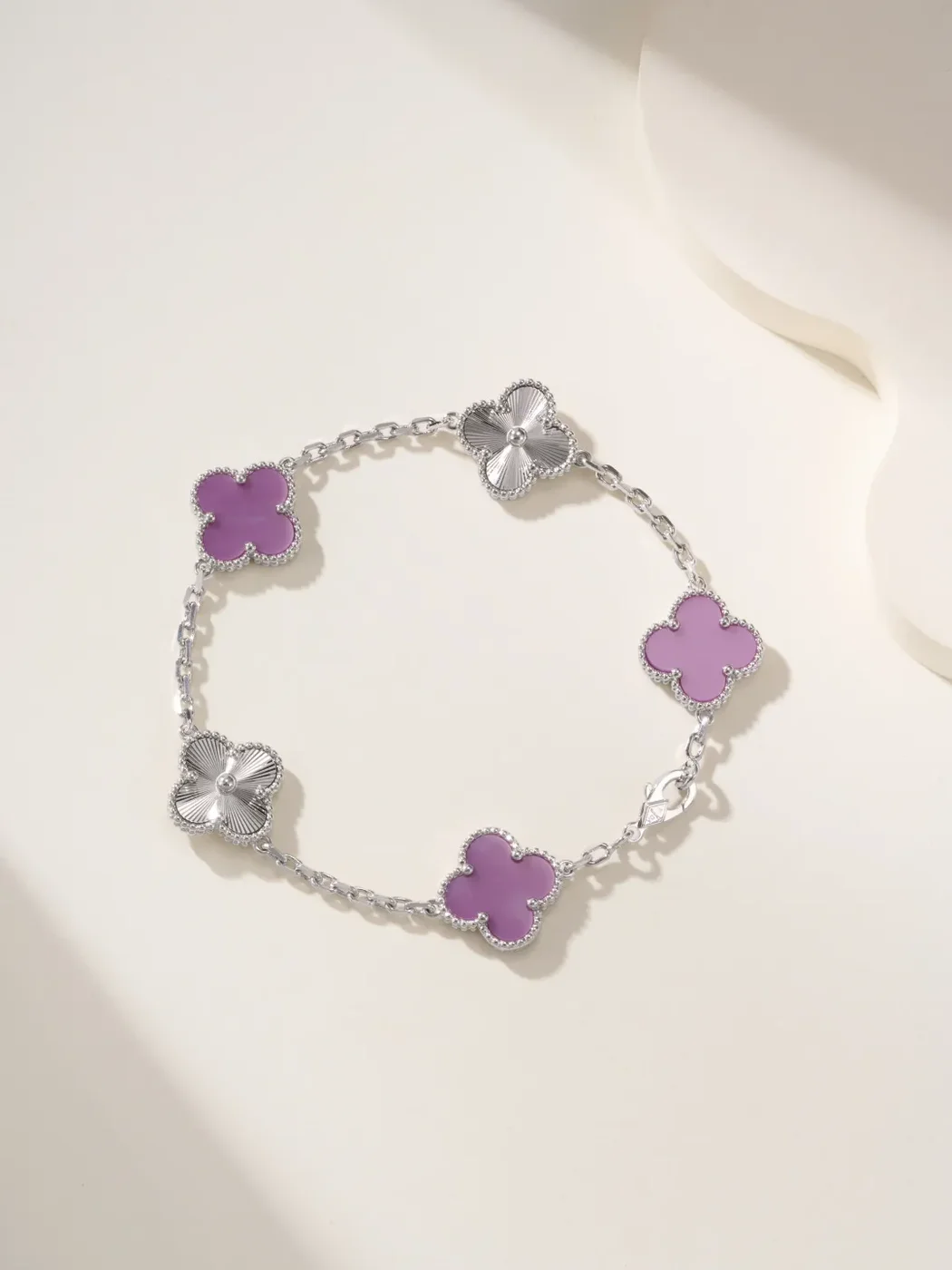 Van Cleef  Arpels Alhambra Purple Clover and Silver-Tone Knot Bracelet product view 1