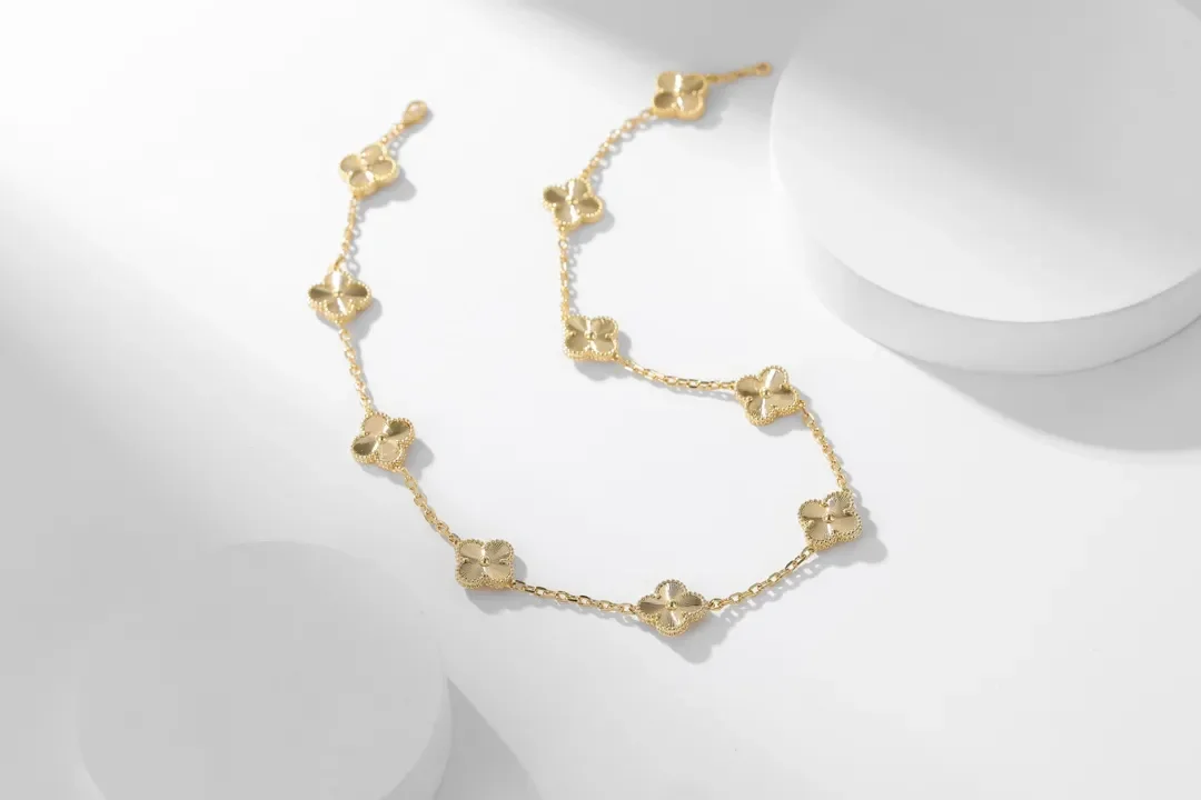 Van Cleef  Arpels Alhambra Pave-Effect Ten-Motif Gold-Tone Necklace product view 1