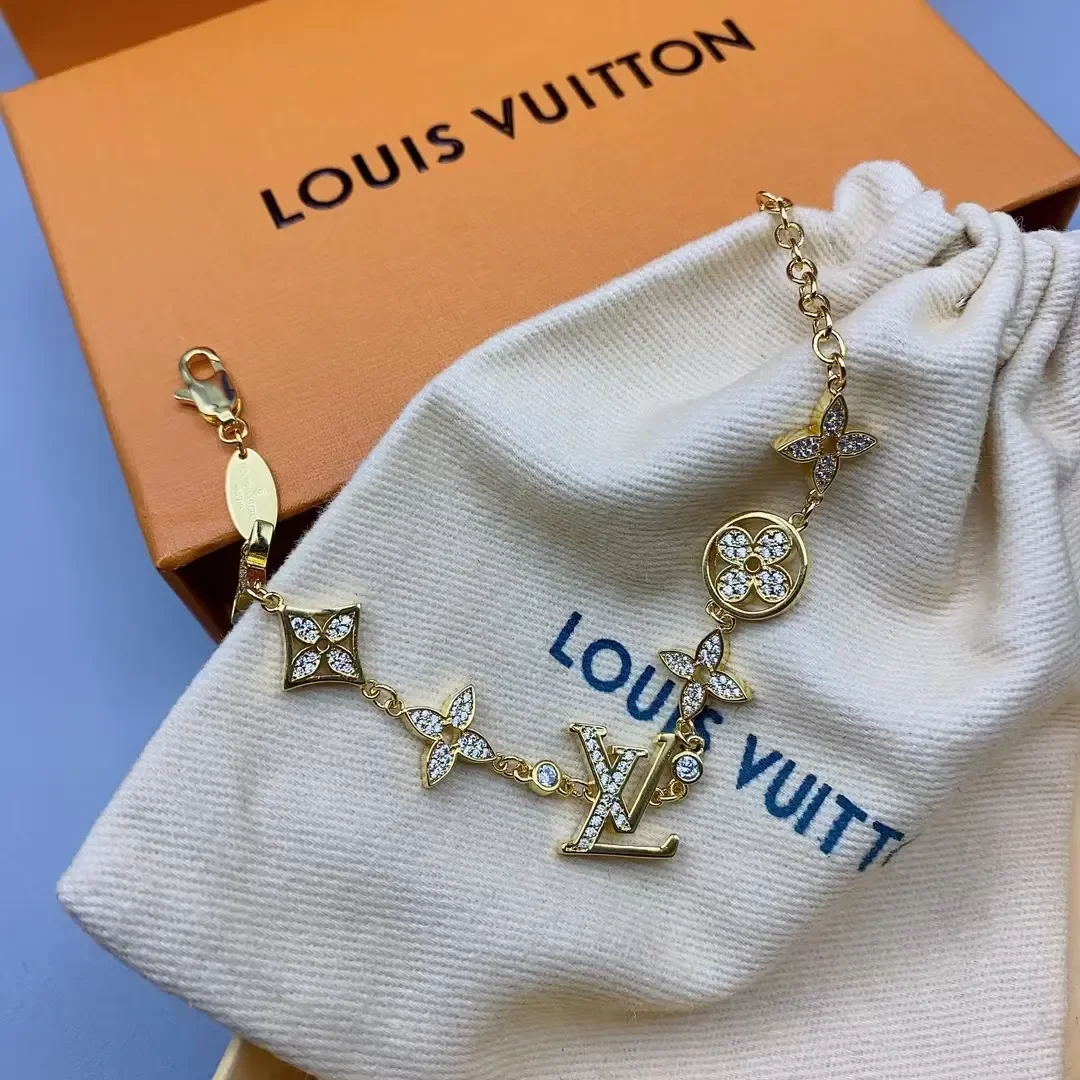 Louis Vuitton Hollow Pavé Blossom LV Charm Bracelet Gold-Tone product view 3