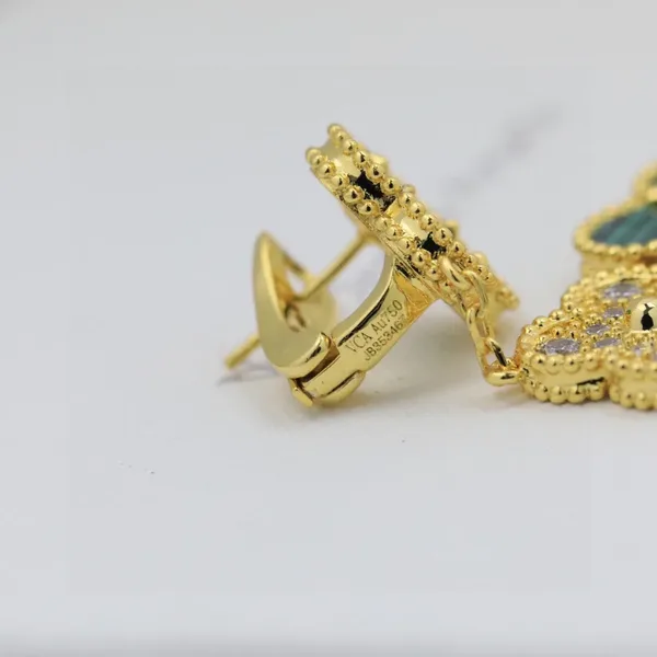 Van Cleef  Arpels Alhambra Green Three-Motif Gold-Tone Drop Earrings product view 9