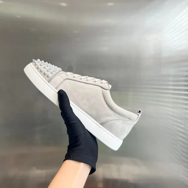 Christian Louboutin Louis Junior Spikes Textured Sneakers Off-White product view 4