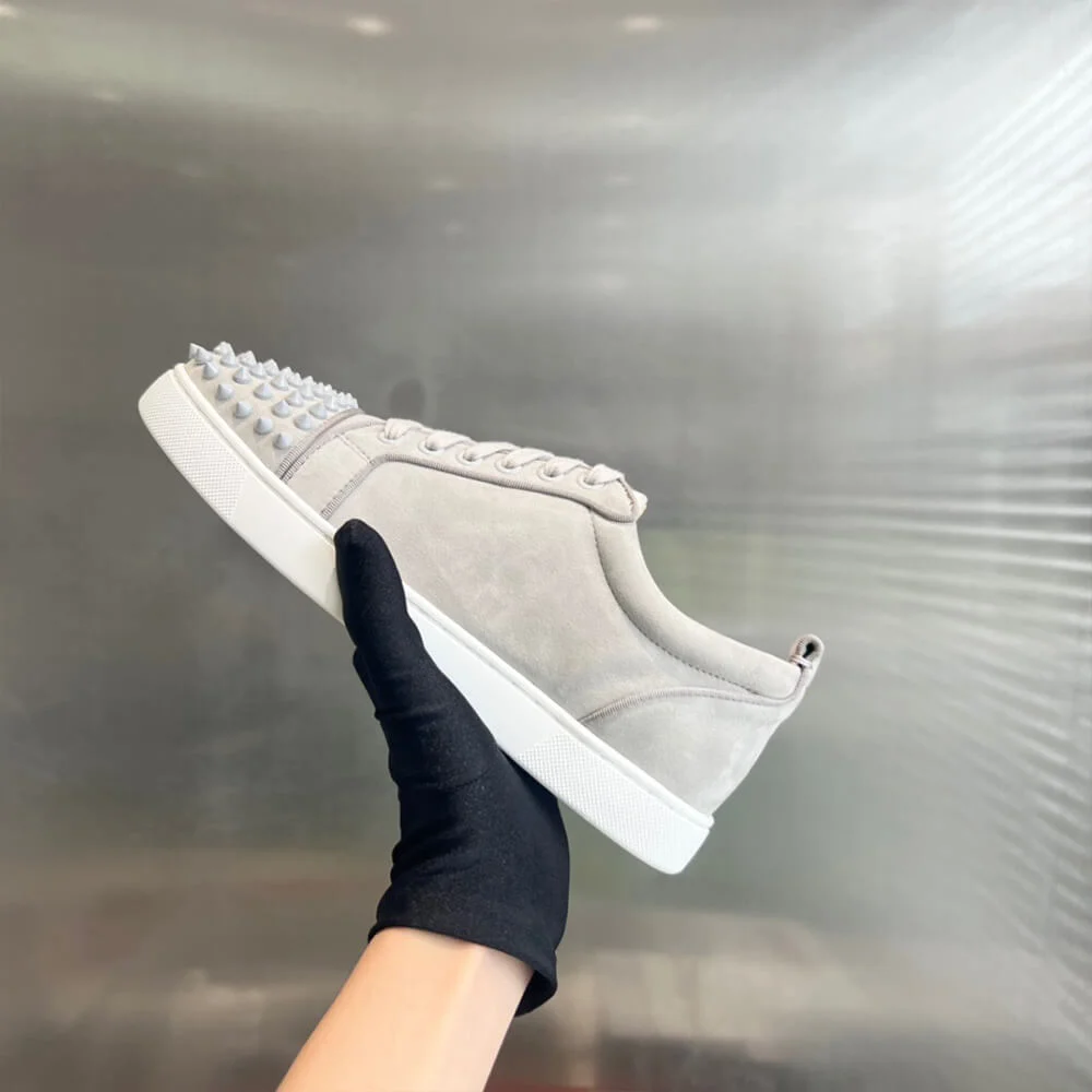 Christian Louboutin Louis Junior Spikes Textured Sneakers Off-White product view 4