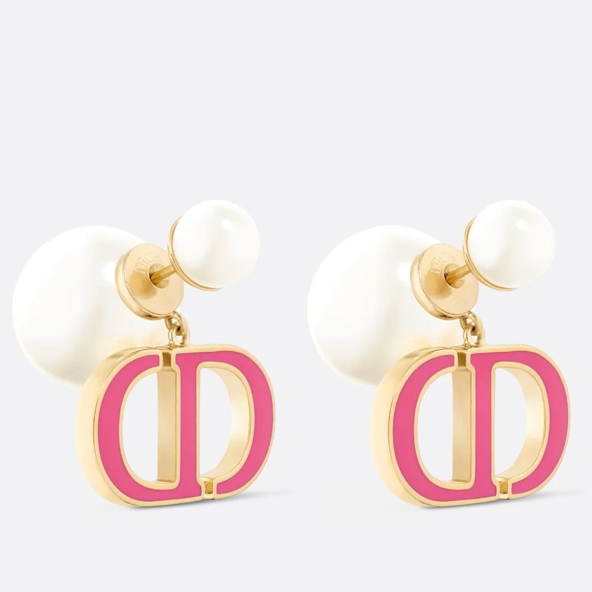Dior Tribales Earrings in Metal and White Pearl-Effect Details with Rani Pink Lacquer product view 1