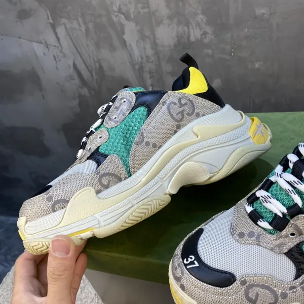 Gucci Balenciaga Triple S Beige Green Yellow Sneaker product view 4