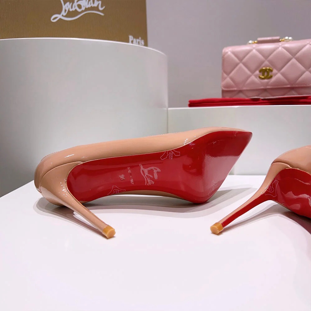Christian Louboutin Hot Chick Scalloped Patent Pumps Nude Pink product view 7