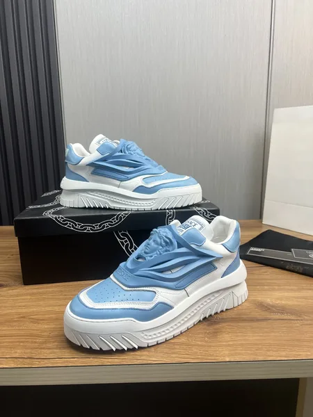 Versace Blue  White Leather Sneakers product view 10