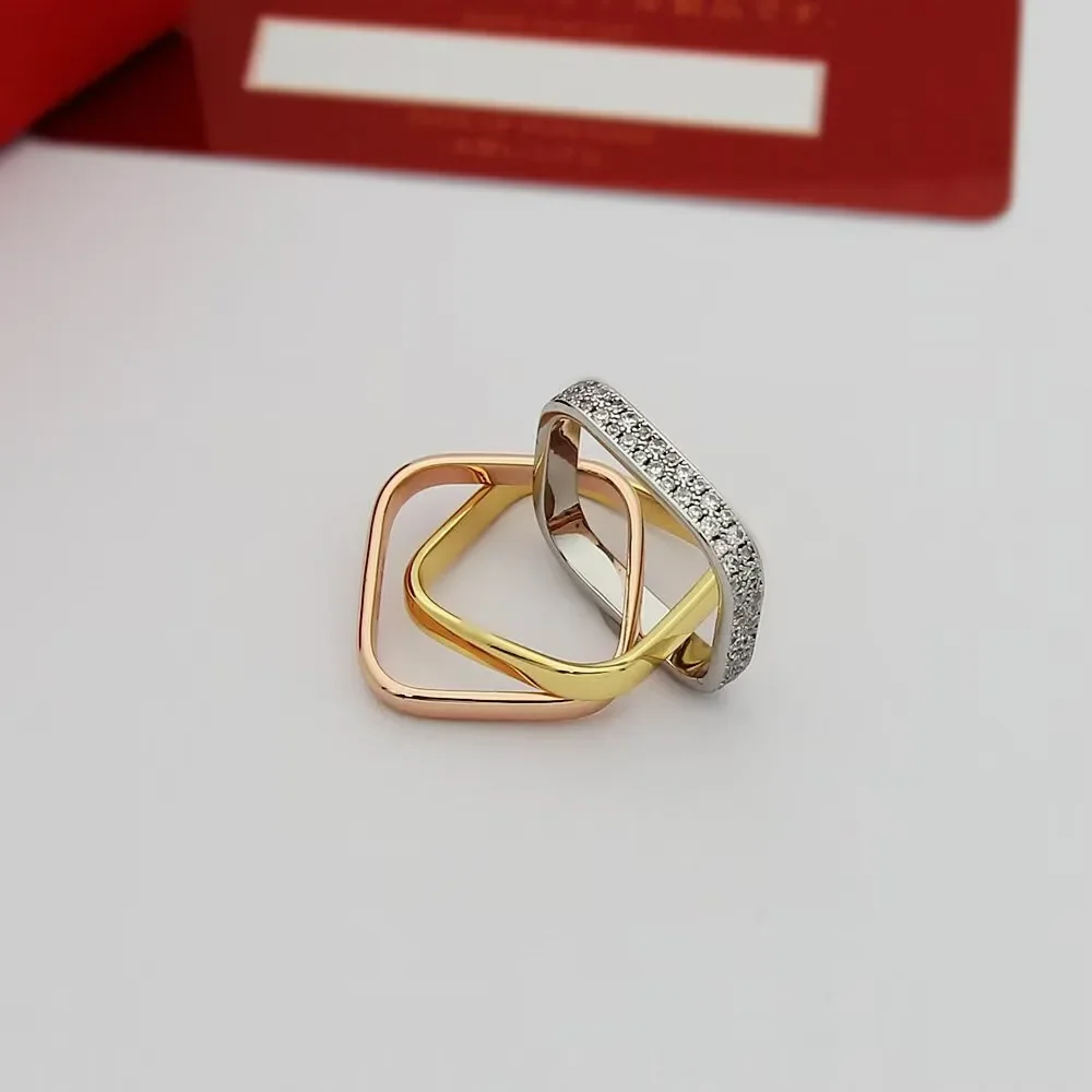 Cartier Trinity Three-Tone Interlocking Ring with Pave-Effect Band product view 8