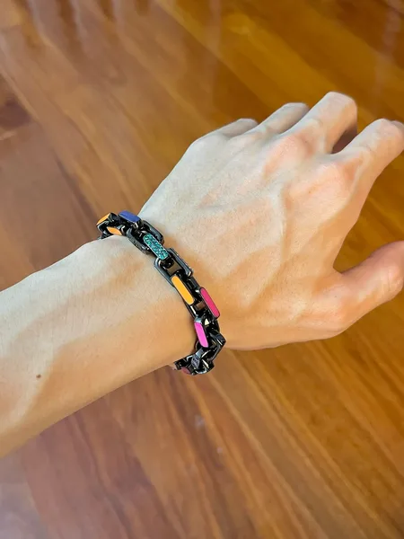 Louis Vuitton Color Enamel Monogram Link Bracelet Black with Multicolor Accents product photo