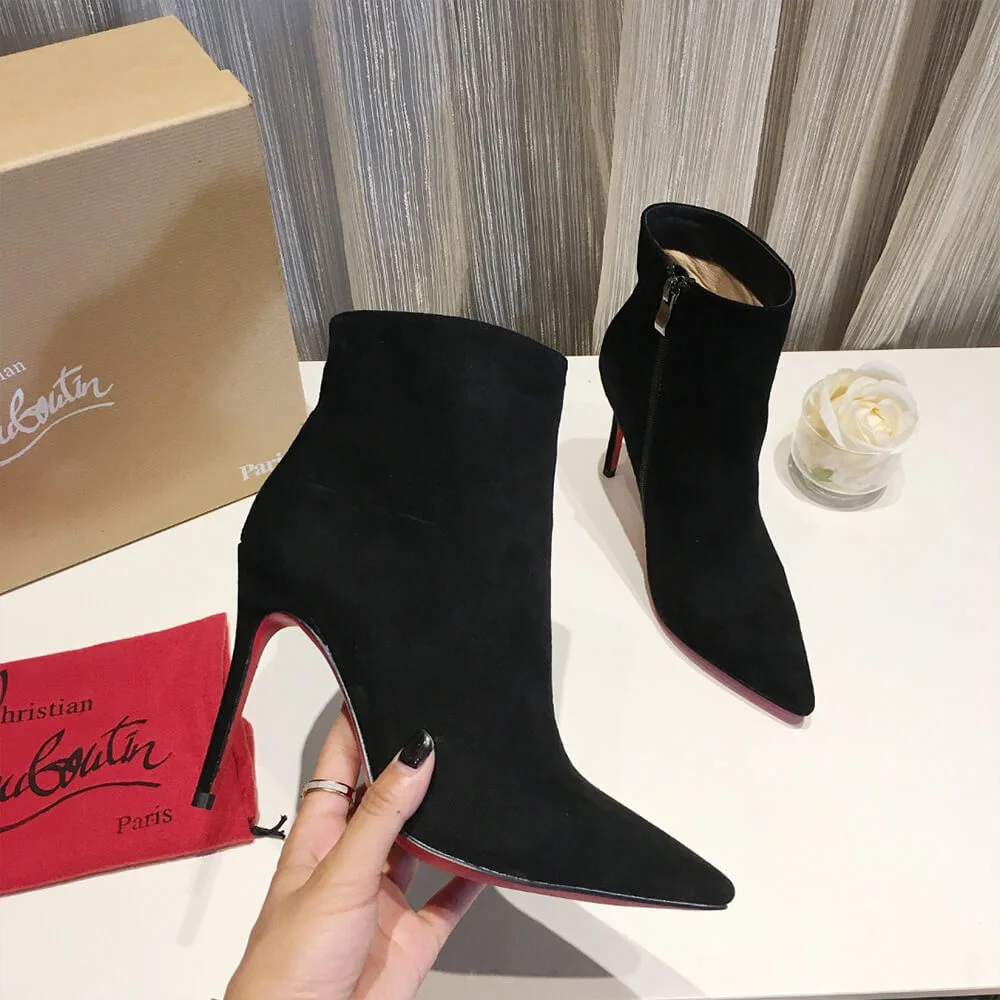 Christian Louboutin So Kate Booty 100 Suede-Effect Ankle Boots Black product view 6