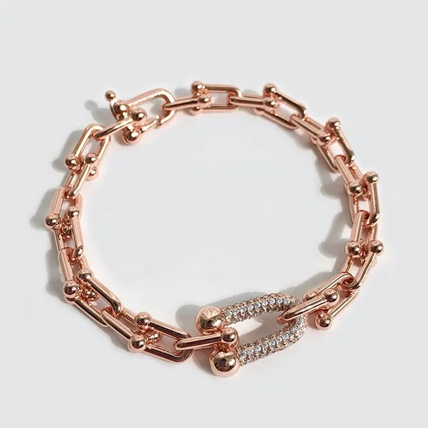 Tiffany  Co. HardWear Pavé-Effect Clasp Link Bracelet Rose-Tone product photo