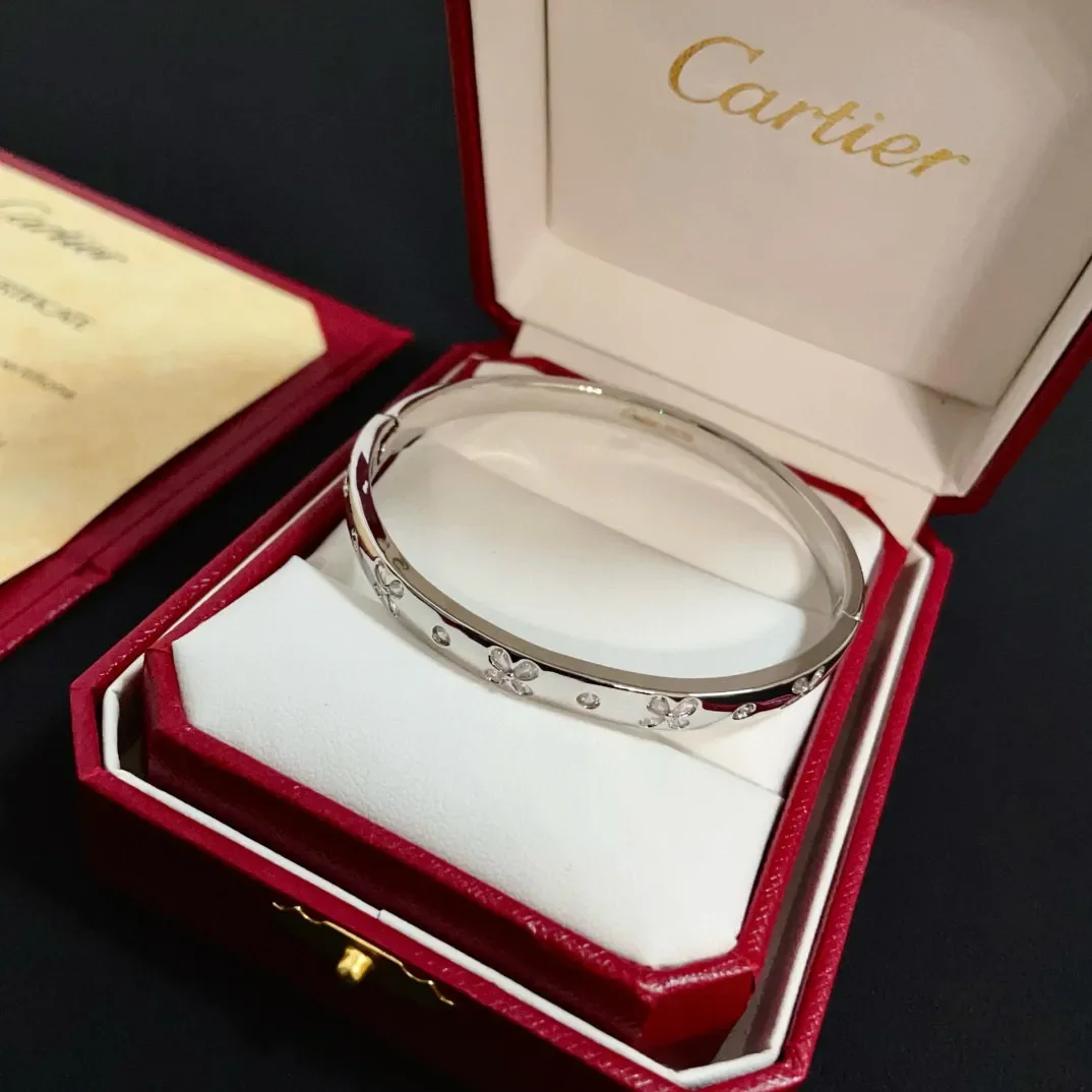 Cartier Love Silver-Tone Screw Bangle with Pave-Effect Details product view 2