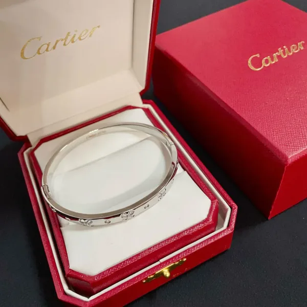 Cartier Love Silver-Tone Screw Bangle with Pave-Effect Details product photo