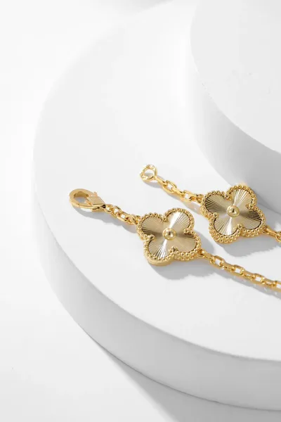 Van Cleef  Arpels Alhambra Pave-Effect Ten-Motif Gold-Tone Necklace product view 9