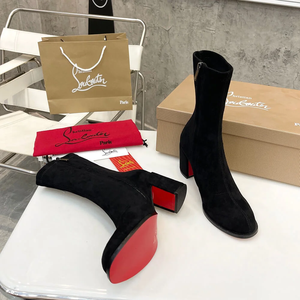 Christian Louboutin Strechadoxa 70 Suede-Effect Ankle Boots Black product view 6