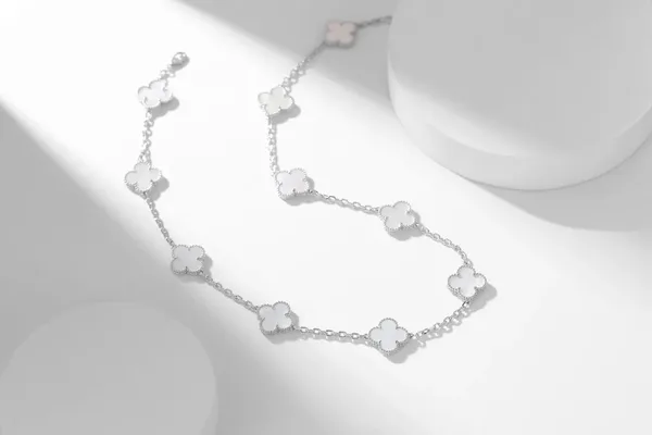 Van Cleef  Arpels Alhambra White Ten-Motif Silver-Tone Necklace product photo