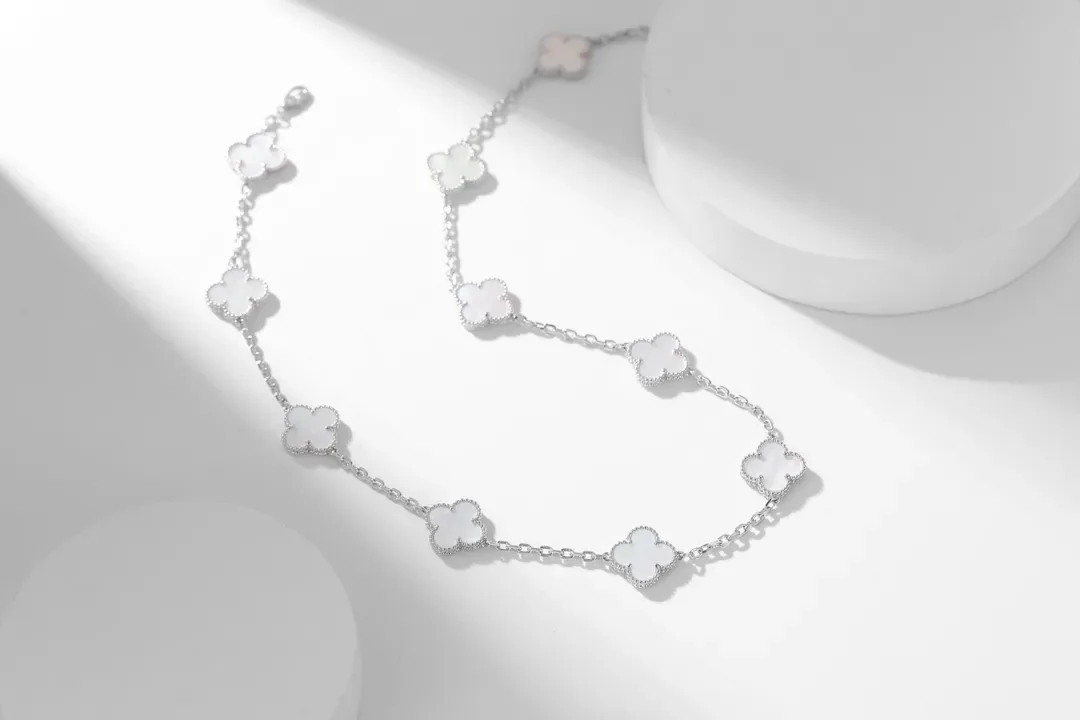 Van Cleef  Arpels Alhambra White Ten-Motif Silver-Tone Necklace product view 1