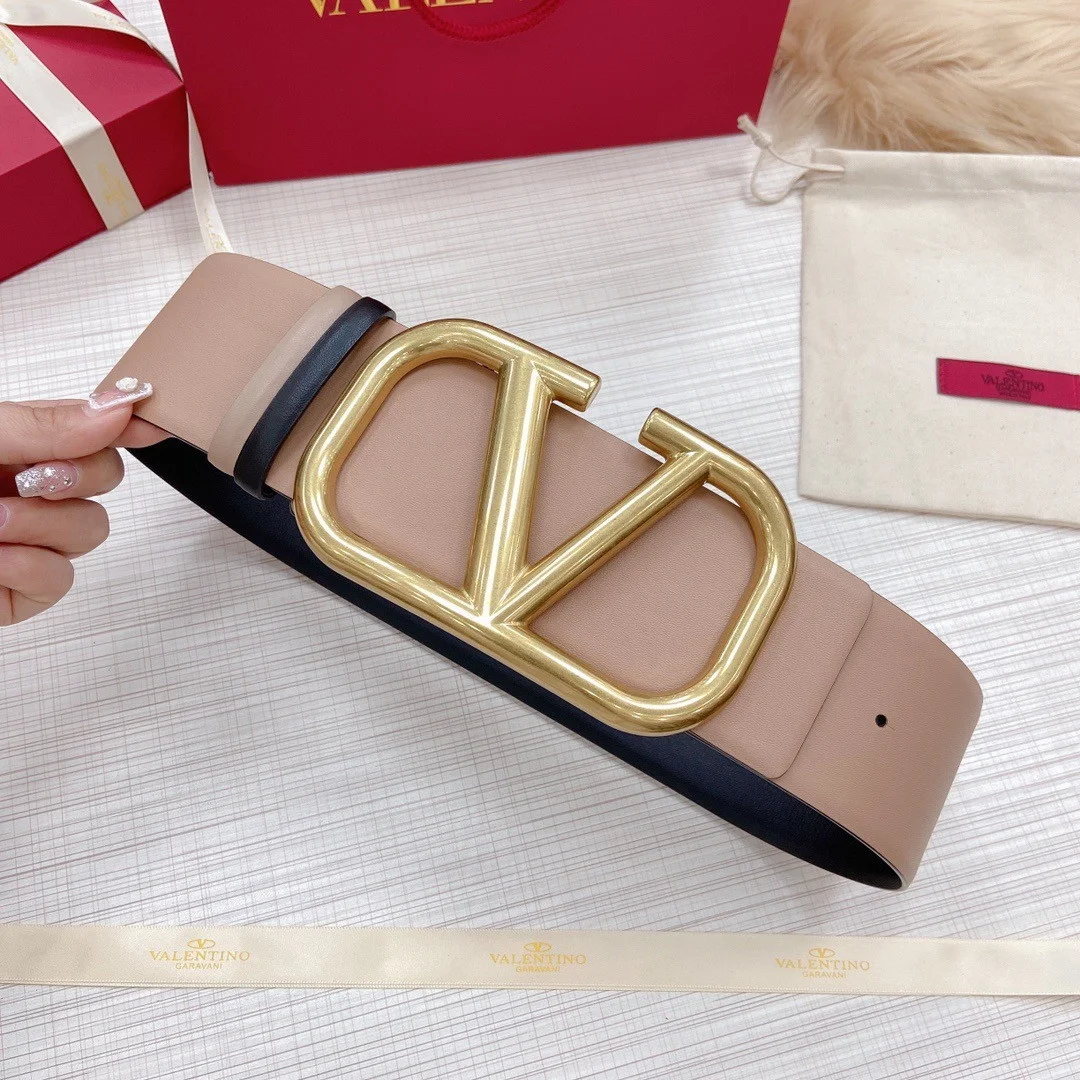 Valentino VLogo Reversible Belt 70mm in Beige and Black Calfskin product view 4