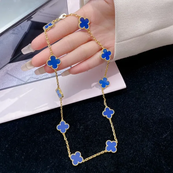 Van Cleef  Arpels Alhambra Blue Ten-Motif Gold-Tone Necklace product view 3