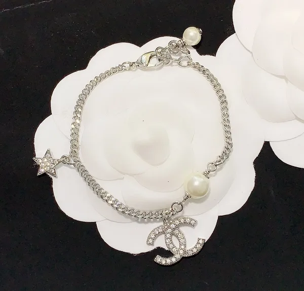 Chanel Star CC Pearl-Effect Chain Bracelet Silver-Tone product view 3