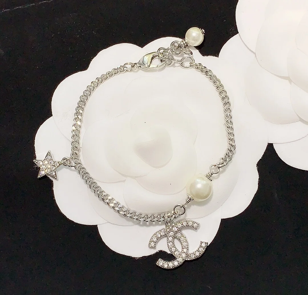 Chanel Star CC Pearl-Effect Chain Bracelet Silver-Tone product view 3