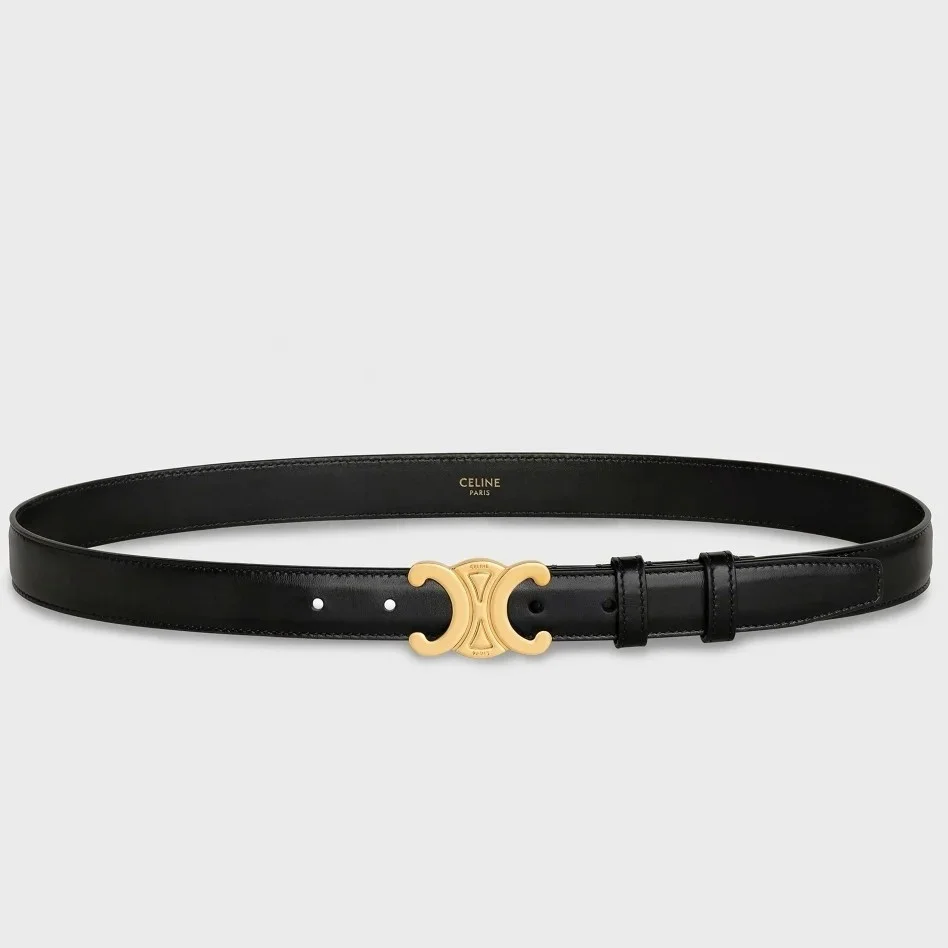 Celine Medium Triomphe Belt 25MM in Black Calfskin product view 1