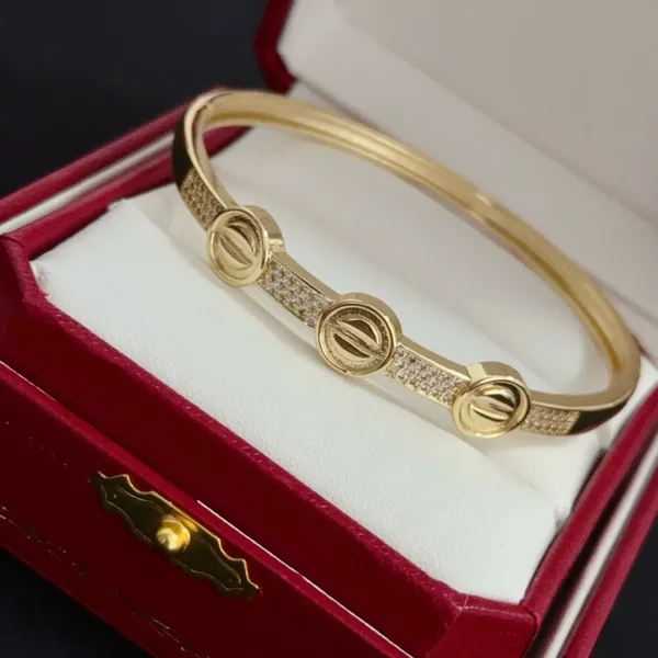 Cartier Love Gold-Tone Bangle with Three Pave-Effect Screw Motifs product view 3