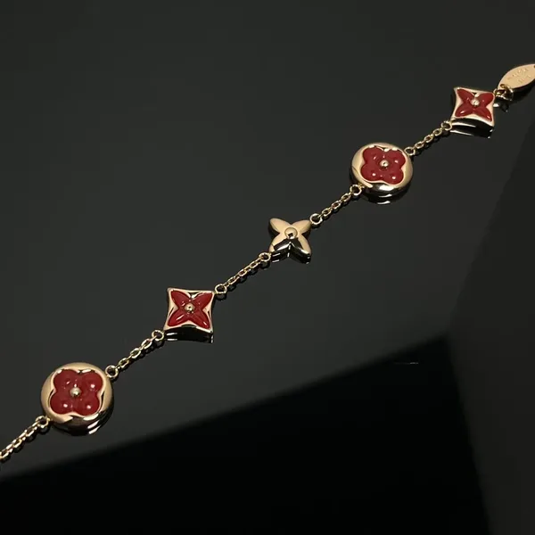 Louis Vuitton Five-Motif Sun Star Bracelet Red Inlay and Rose-Tone product photo