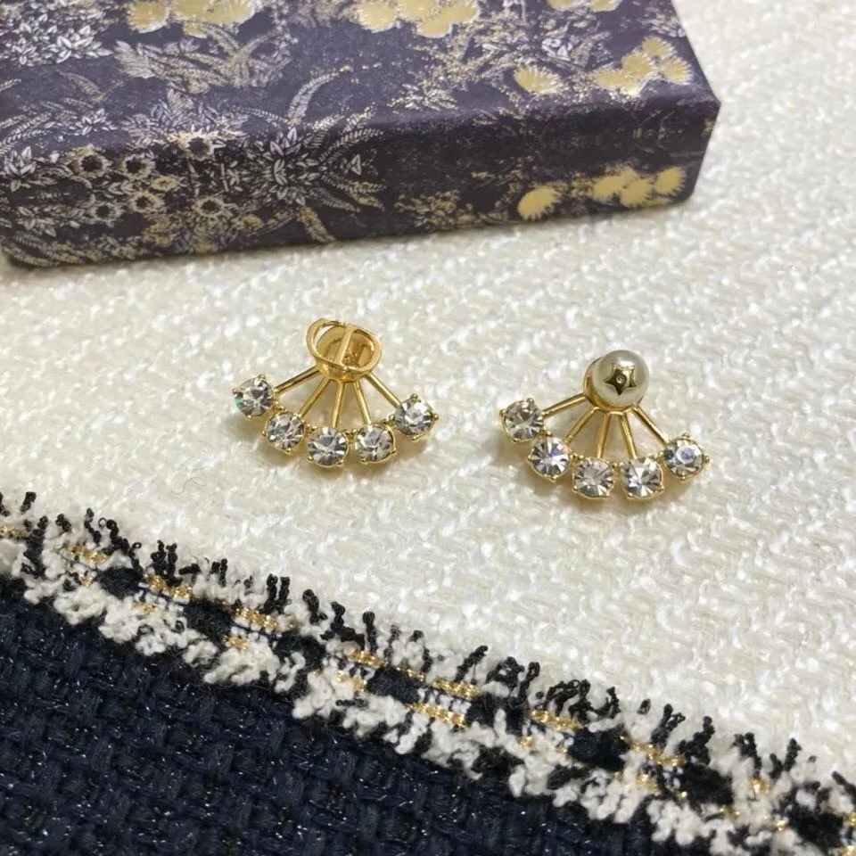 Dior Tribales Fan Earrings — Gold-Tone with Crystal-Effect Details product view 5