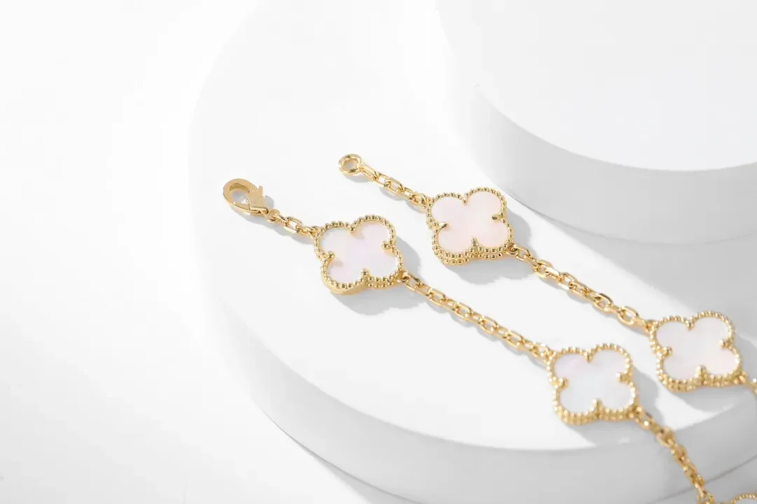 Van Cleef  Arpels Alhambra White Ten-Motif Gold-Tone Necklace product view 8