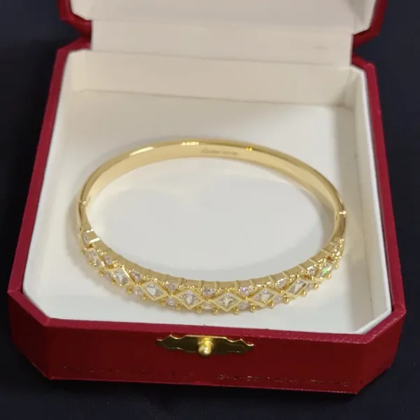 Cartier Gold-Tone Textured Bangle with Teardrop Crystal-Effect Details product view 3