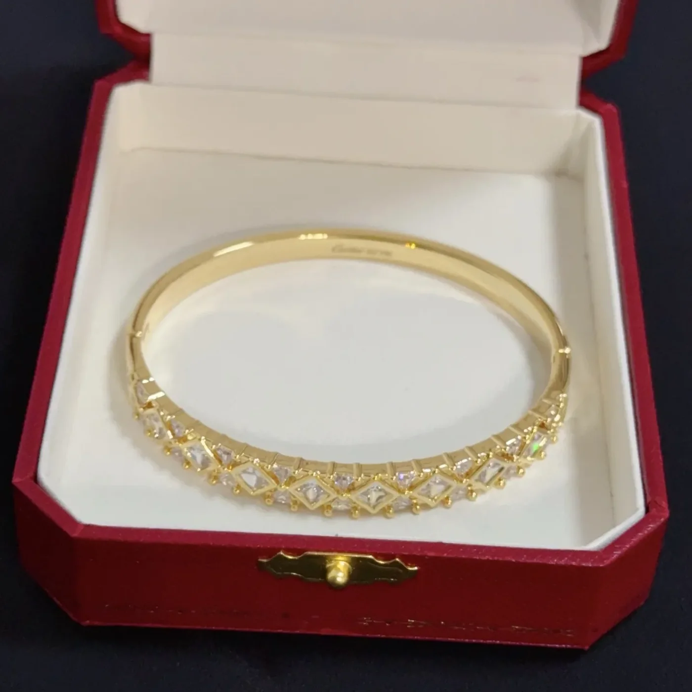 Cartier Gold-Tone Textured Bangle with Teardrop Crystal-Effect Details product view 3