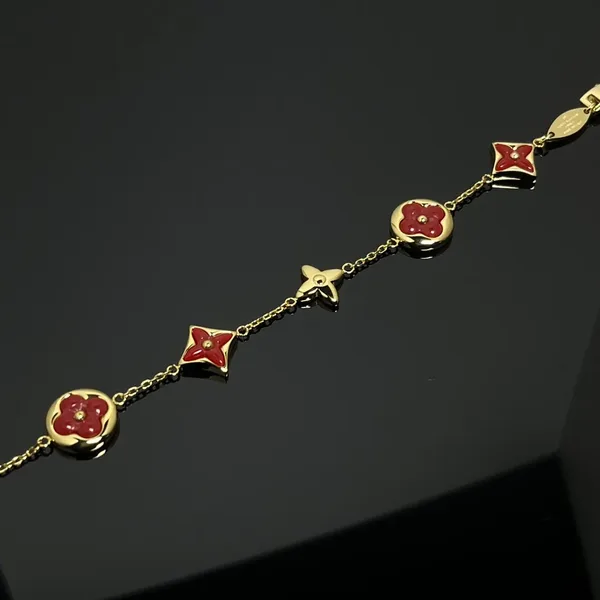 Louis Vuitton Five-Motif Sun Star Bracelet Red Inlay and Gold-Tone product photo