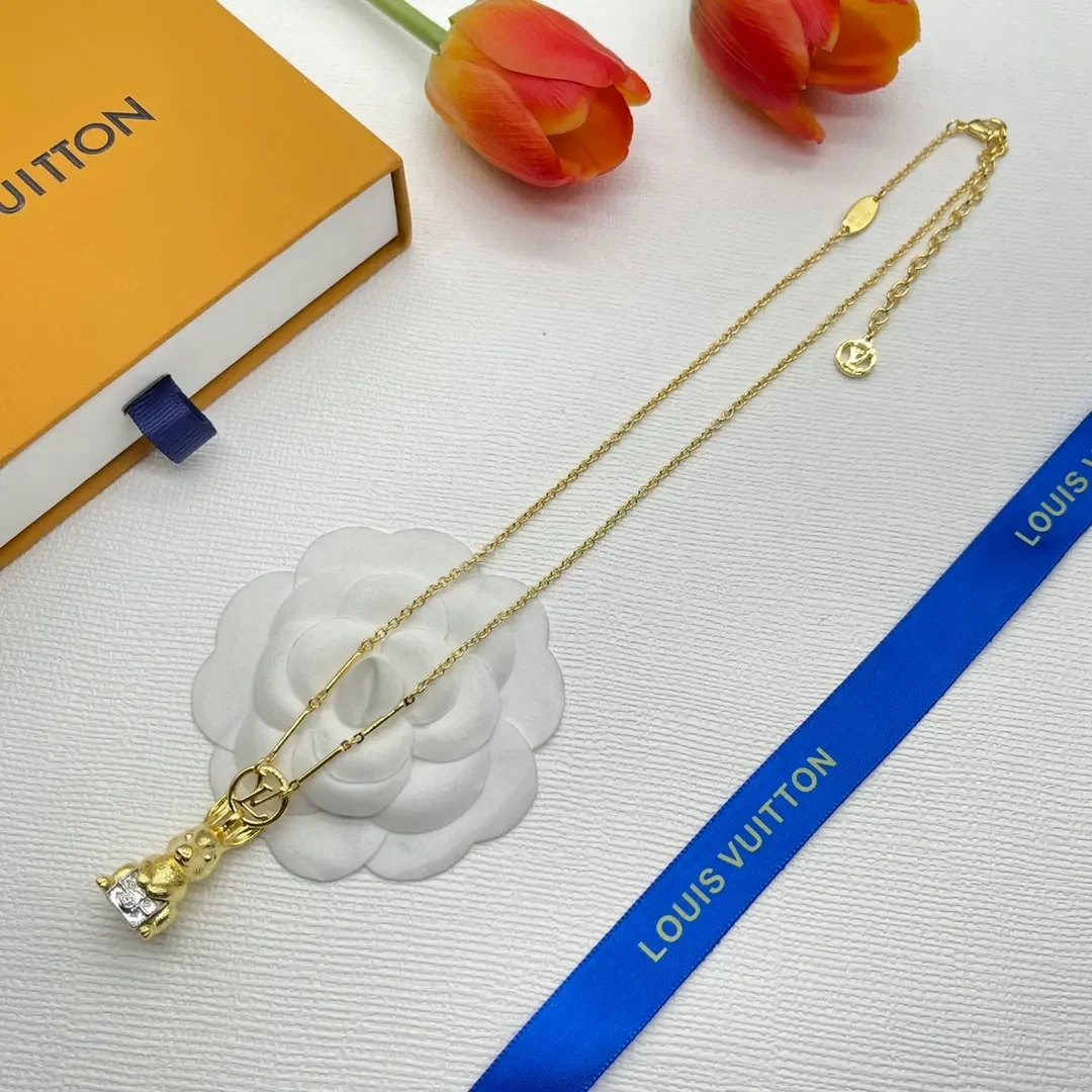 Louis Vuitton Sculptural Rabbit Pendant Necklace Gold-Tone product view 5