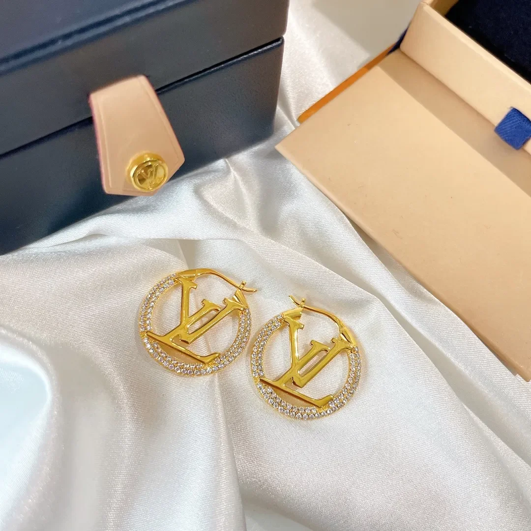 Louis Vuitton Round LV Monogram Hoop Earrings Gold-Tone product view 6
