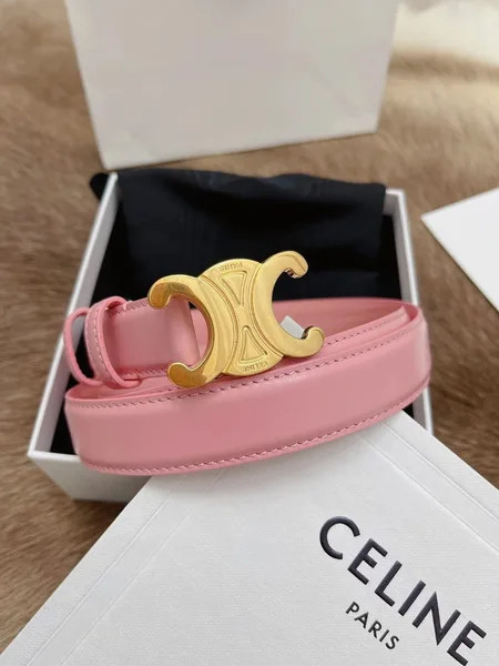 Celine Medium Triomphe Belt 25MM in Pink Calfskin product view 5