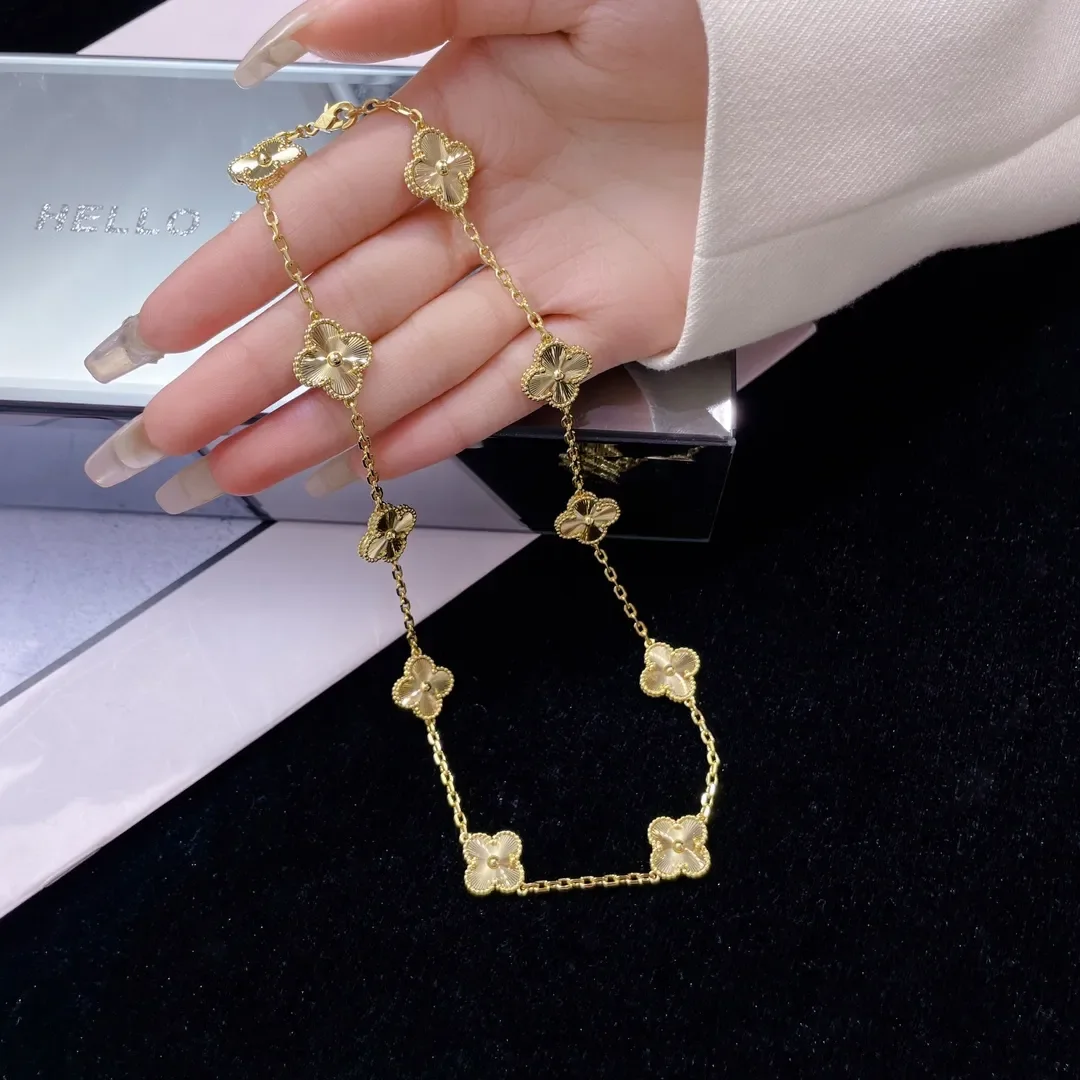 Van Cleef  Arpels Alhambra Pave-Effect Ten-Motif Gold-Tone Necklace product view 3