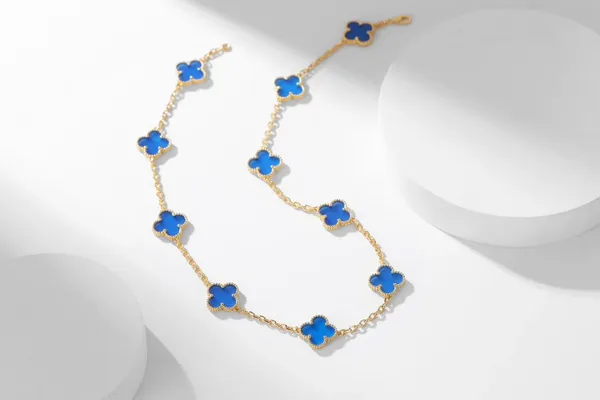 Van Cleef  Arpels Alhambra Blue Ten-Motif Gold-Tone Necklace product photo
