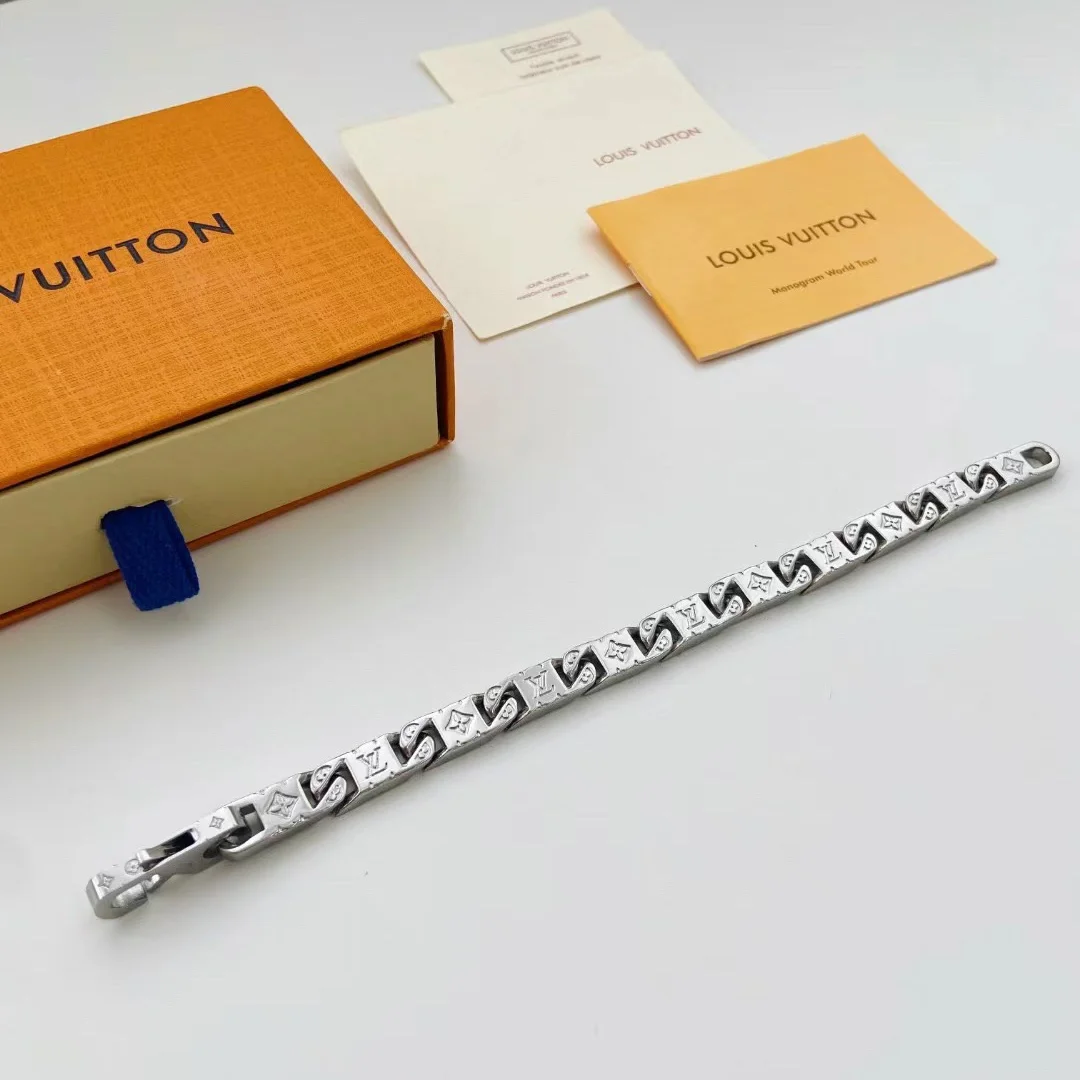 Louis Vuitton Monogram Plate Link Bracelet Silver-Tone product view 1