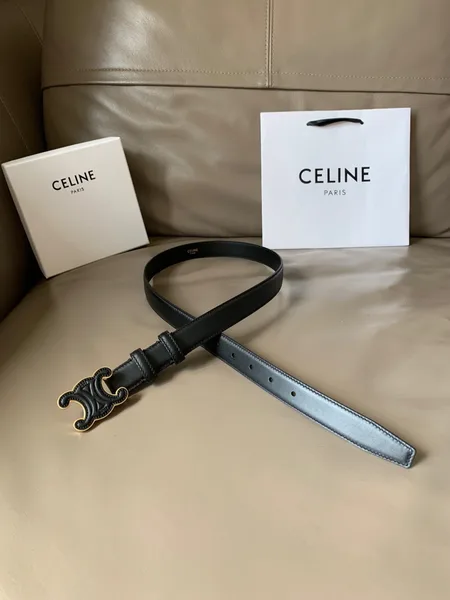 Celine Medium Cuir Triomphe Belt 25MM in Black Calfskin product view 3