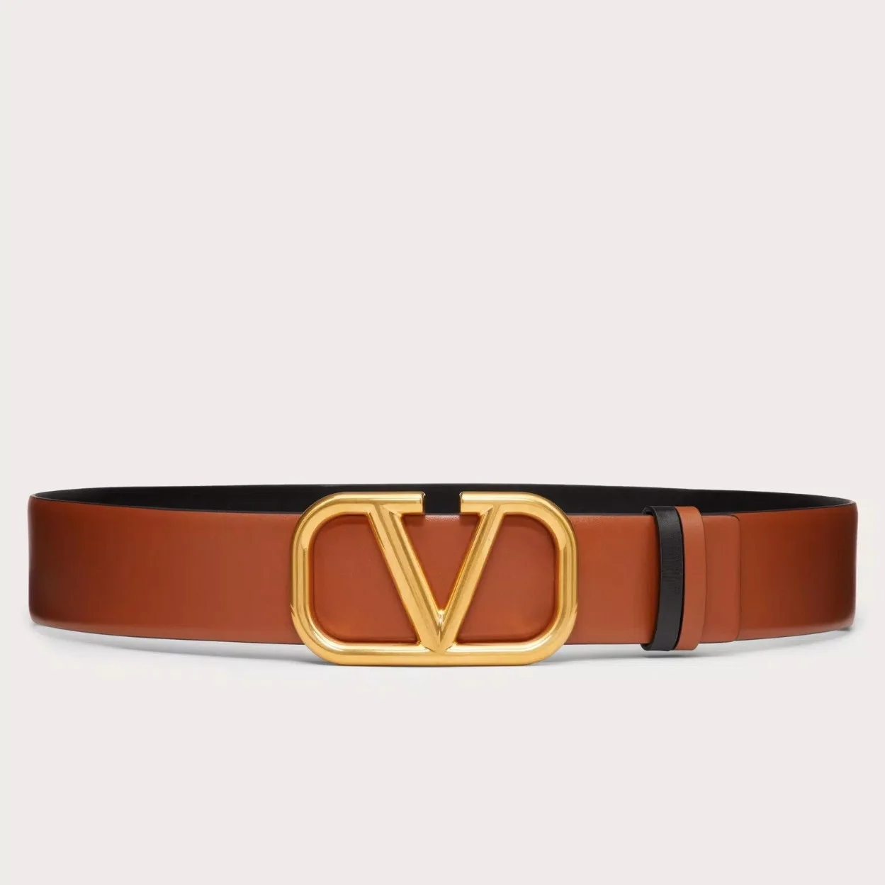Valentino VLogo Reversible Belt 40mm in Brown and Black Calfskin product view 1