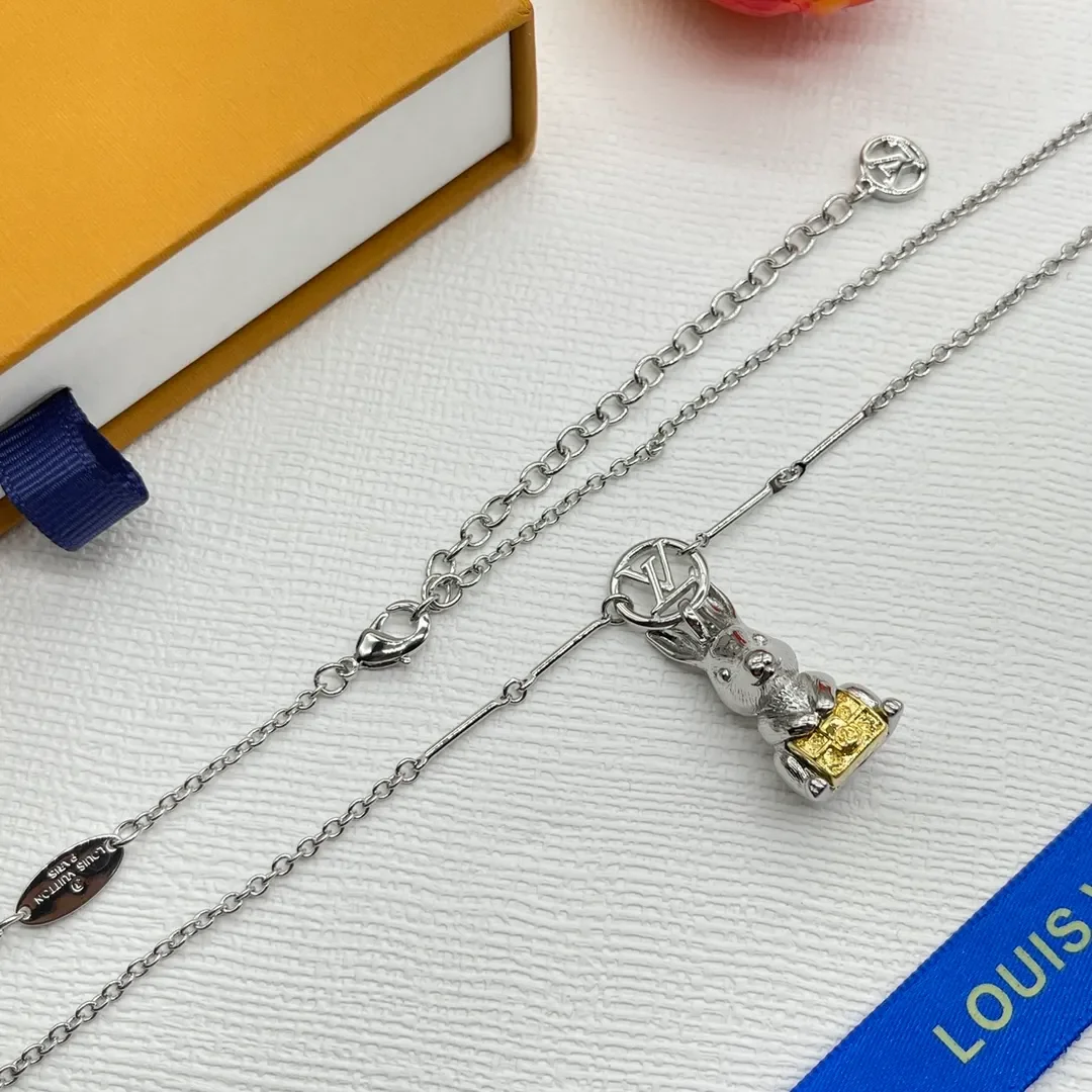 Louis Vuitton Sculptural Rabbit Pendant Necklace Silver-Tone product view 2