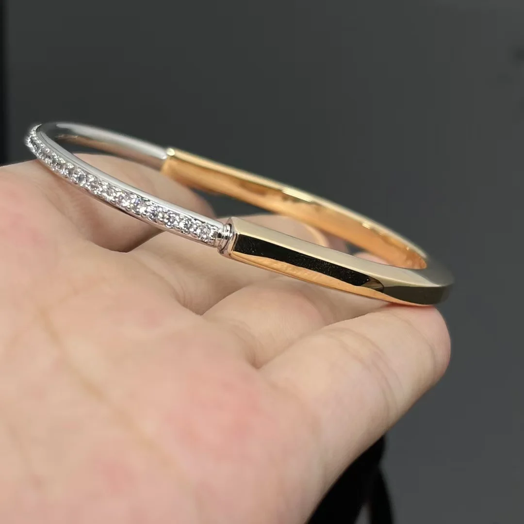 Tiffany  Co. Lock Half Pavé-Effect Hinged Bangle Two-Tone product view 2