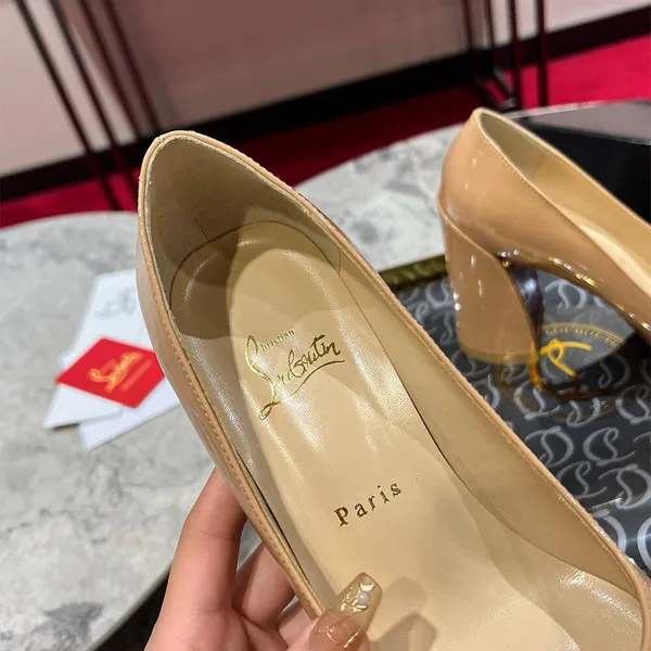 Christian Louboutin Miss Sab 85 Block-Heel Pumps Beige product view 7