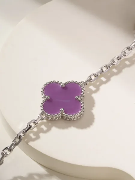 Van Cleef  Arpels Alhambra Purple Five-Clover Silver-Tone Bracelet product view 7