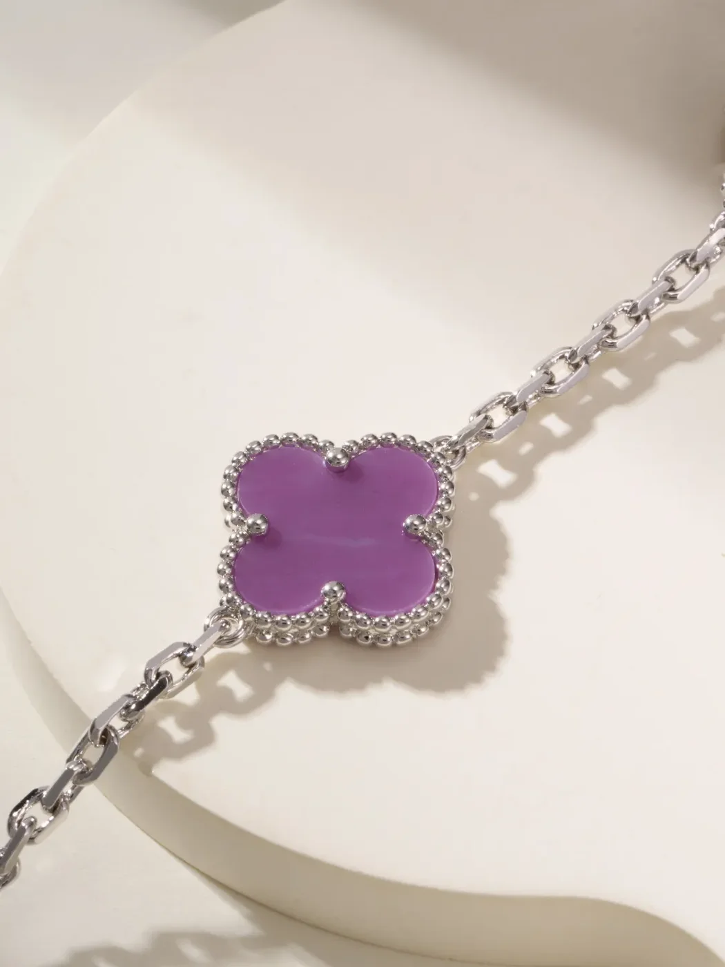 Van Cleef  Arpels Alhambra Purple Five-Clover Silver-Tone Bracelet product view 7