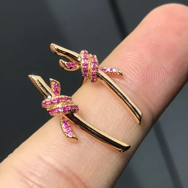 Tiffany  Co. Knot Pink Pavé-Effect Stud Earrings Rose-Tone product view 2