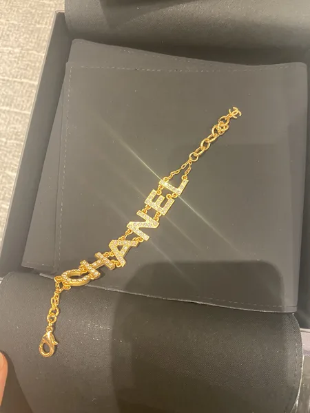 Chanel Letter Charm Chain Bracelet Gold-Tone product view 4