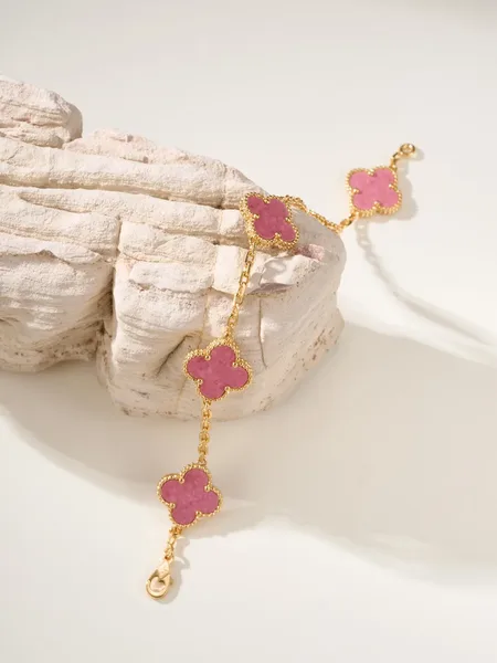 Van Cleef  Arpels Alhambra Pink Five-Clover Gold-Tone Bracelet product view 3