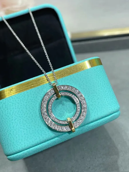 Tiffany  Co. Two-Tone Round Pavé-Effect Pendant Necklace Two-Tone product view 2