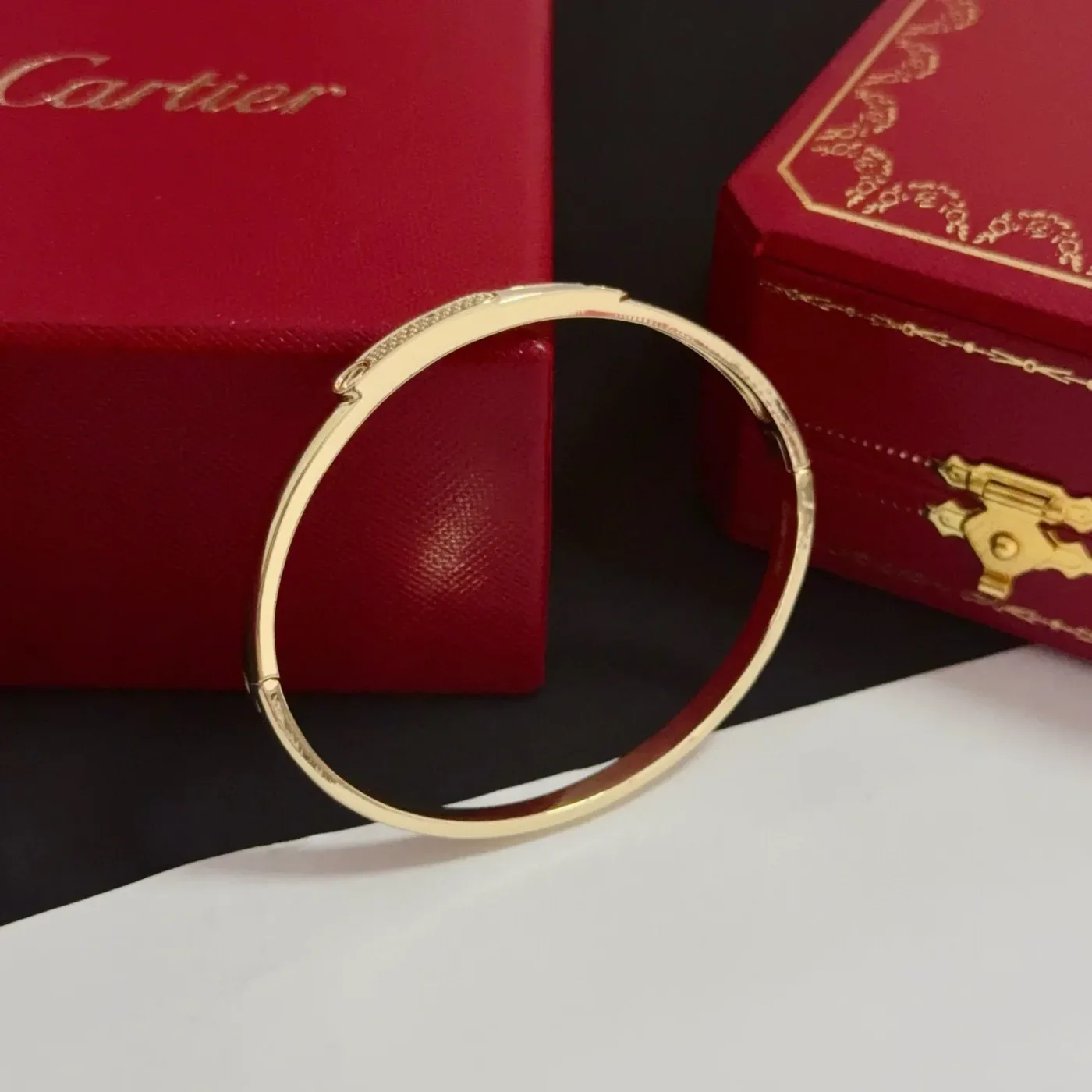 Cartier Gold-Tone Slim Bangle with Crystal-Effect Panel product view 6